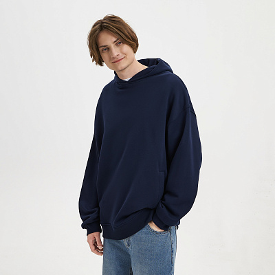 Худи оверсайз унисекс FUSION, темно-синий, размер XL/2XL (Синий)