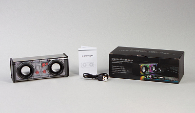 Bluetooth колонка "Buzz Light" 10Вт (2х5Вт) с разноцветной подсветкой-эквалайзером и прозрачным корпусом, черный