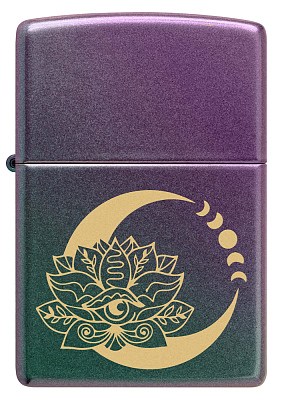 Зажигалка ZIPPO Lotus Moon с покрытием Iridescent, латунь/сталь, черная, 38x13x57 мм