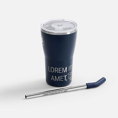 Термостакан Sapporo без логотипа, темно-синий