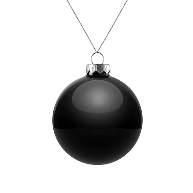Елочный шар Finery Gloss, 8 см, глянцевый черный (Черный)
