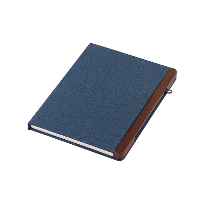 Блокнот "Wood" с ручкой в ореховом магнитном пенале, синий