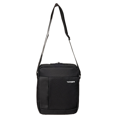 Сумка кросс-боди TORBER, черный, нейлон, 28х22х6 см