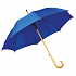 Зонт-трость с деревянной ручкой, полуавтомат; ярко-синий; D=103 см, L=90см; 100% полиэстер - Фото 1