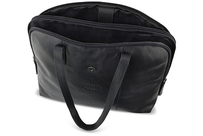 Портфель женский KLONDIKE GOLD «Charlie», натуральная кожа в черном цвете, 40 х 32 х 13 см