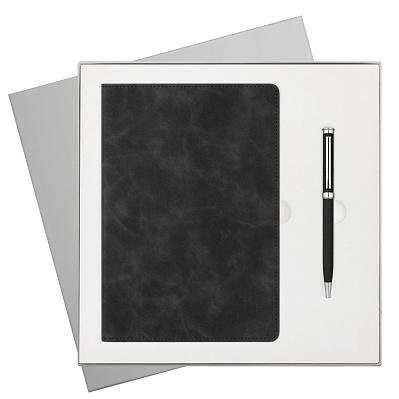 Подарочный набор Verona, черный (ежедневник, ручка) (Черный, серый)