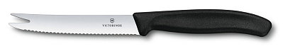 Нож для сыра и колбасы VICTORINOX SwissClassic, лезвие 11 см с волнистой кромкой, чёрный (Черный)