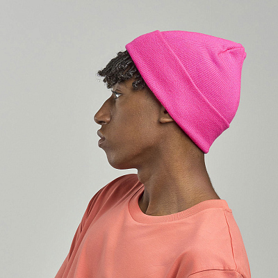 Шапка вязаная  двойная Wind-S, пурпурный, 100% переработанный полиэстер