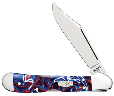 Нож перочинный ZIPPO Patriotic Kirinite Smooth Mini Copperlock, 92 мм  + ЗАЖИГАЛКА ZIPPO 207 (Синий)