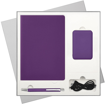 Подарочный набор Spark  (ежедневник, ручка, аккумулятор) (Фиолетовый)
