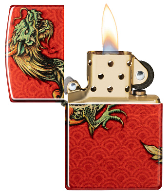 Зажигалка ZIPPO Dragon Design с покрытием 540 Tumbled Brass, латунь/сталь, разноцветная, 38x13x57 мм