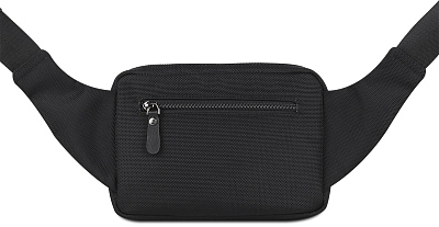 Сумка на пояс BUGATTI Nero, чёрная, нейлон 1680D/кожа, 20,5х6х15 см