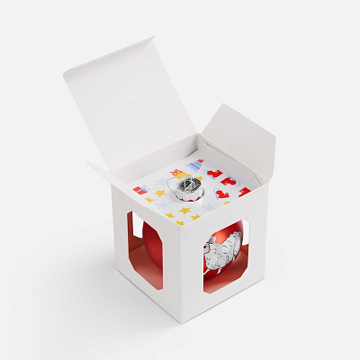 Елочный шар «Овечка со стикерами», 10 см, матовый красный