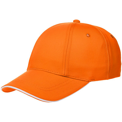 Бейсболка Canopy, оранжевая с белым кантом (Оранжевый)