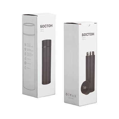 Термос "Бостон silver line" 500 мл с индикацией температуры, пудра, синий