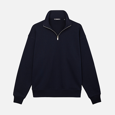 Толстовка на молнии унисекс FLOW, темно-синяя, размер XS/S