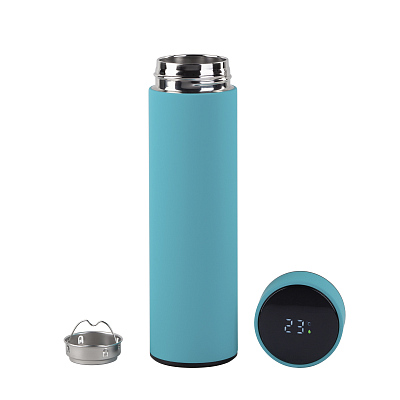 Термос "Бостон" с индикацией температуры, soft touch, 500 мл, бирюзовый