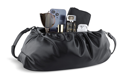 Сумка-пауч женская большая BUGATTI Mila, черная, полиуретан, 42 x 11 x 25 см