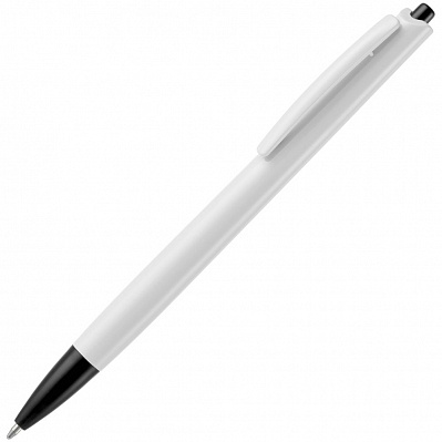 Ручка шариковая Tick, белая с черным (Черный)