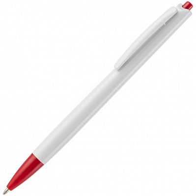 Ручка шариковая Tick, белая с красным (Красный)