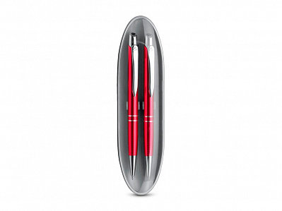 Подарочный набор: ручка металлическая шариковая и механический карандаш (Красный)