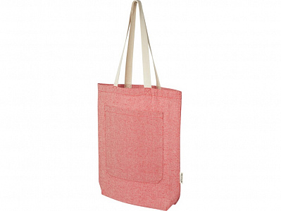 Эко-сумка Rainbow из переработанного хлопка с передним карманом (Красный яркий)