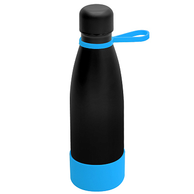 Термобутылка герметичная вакуумная Olivia To Go, чёрный/голубой