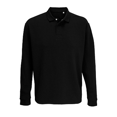 Рубашка поло оверсайз с длинным рукавом Heritage, черная (Черный)