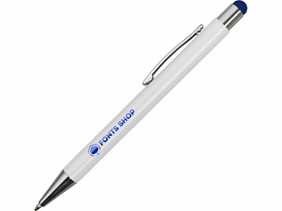 Ручка металлическая шариковая Flowery со стилусом (Белый/синий)
