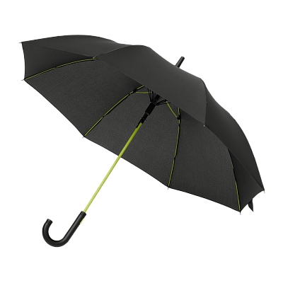 Зонт-трость Квантум (Quantum), черный/салатовый (Черный, зеленый)