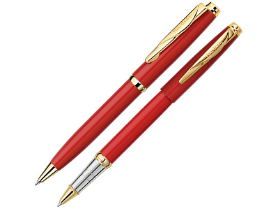Набор PEN & PEN: ручка шариковая, ручка-роллер (Красный/золотистый/серебристый)