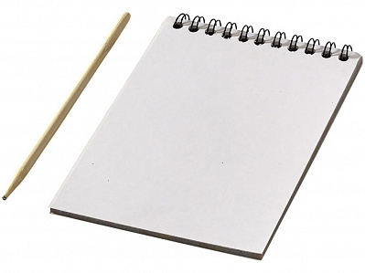 Цветной набор Scratch: блокнот, деревянная ручка (Белый, натуральный)