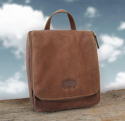 Несессер KLONDIKE «Blake», винтажная кожа в коричневом цвете, 22 х 28 х 7,5 см