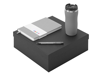 Подарочный набор Color it с блокнотом, металлической ручкой и термокружкой (Серый)