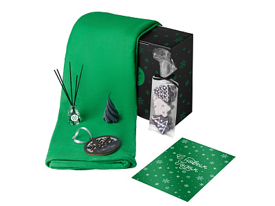 Подарочный набор Re:Home с пледом, свечой и диффузором (Зеленый)