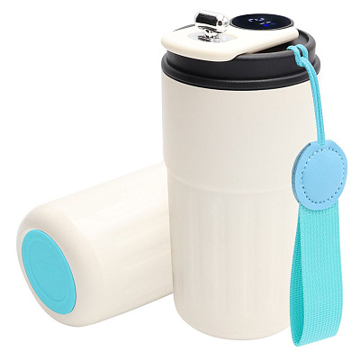 Термокружка Ashly To Go, белая/бирюзовая (Белый/бирюзовый)