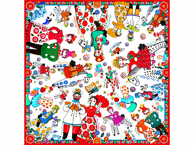 Платок Дымковская игрушка (Разноцветный)