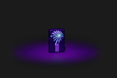 Зажигалка ZIPPO Mountain Waterfall с покрытием Black Light, латунь/сталь, черная,матовая 38x13x57 мм