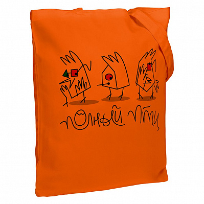 Холщовая сумка «Полный птц», оранжевая (Оранжевый)