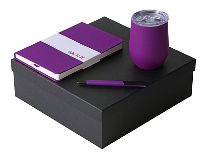 Подарочный набор COLOR IT c блокнотом, ручкой и термокружкой (Фиолетовый)