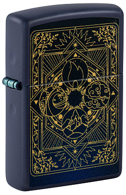 Зажигалка ZIPPO Elements Design с покрытием Navy Matte, латунь/сталь, синяя, матовая, 38x13x57 мм