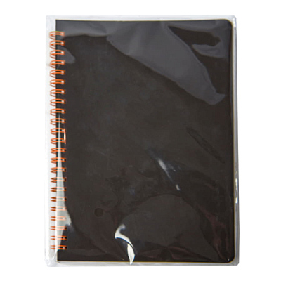 Блокнот на двойной пружине HELIX, 143 х 205 мм, черный с оранжевым, блок в линейку