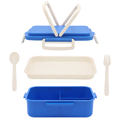 Ланчбокс (контейнер для еды) Inar из пшеничного волокна, синий.