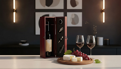 Набор винный "Салют" в подарочной коробке, бордо