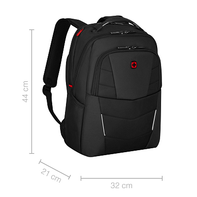 Рюкзак WENGER ALTAIR 15.6", черный, переработанный ПЭТ/Полиэстер, 32х21х44 см, 22 л.