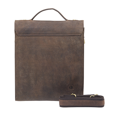 Сумка KLONDIKE «Brady», натуральная кожа в темно-коричневом цвете, 30 х 35 х 7 см