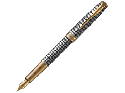 Перьевая ручка Parker Sonnet, F (Серебристый, черный, золотистый)