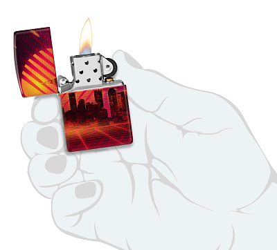 Зажигалка ZIPPO Cyber City с покрытием 540 Matte, латунь/сталь, оранжевая 38x13x57 мм