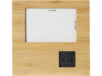 Бамбуковая фоторамка Sasa с метеостанцией