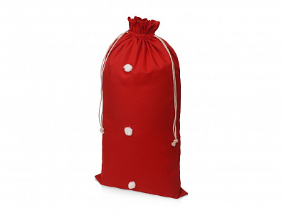 Мешок подарочный с помпонами (Красный/белый)